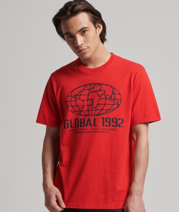 Czerwony t-shirt nadruk (L)