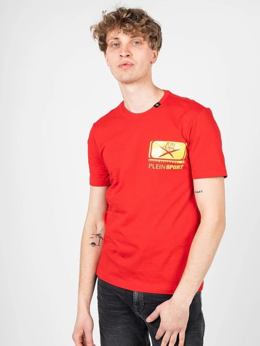 Czerwony t-shirt print (L)