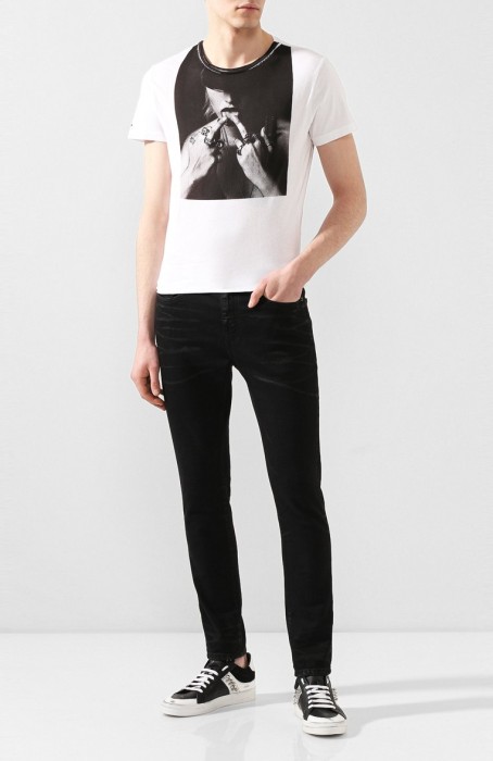 Biały t-shirt nadruk (M)