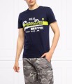 Granatowy t-shirt nadruk (S)