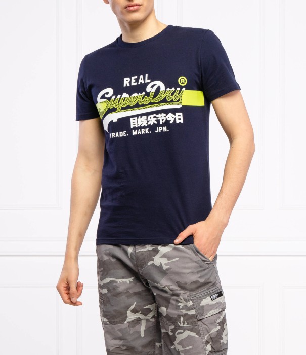 Granatowy t-shirt nadruk (S)