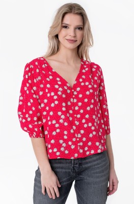 Czerwona wzorzysta bluzka (XS)