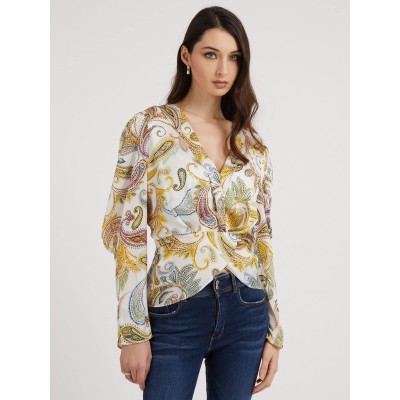 Wzorzysta bluzka v neck (M)
