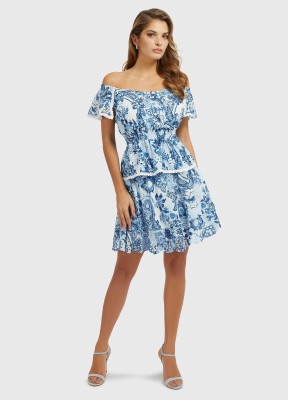 Wzorzysta bluzka off shoulder (S)