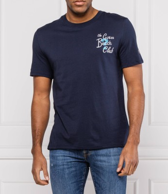 Granatowy t-shirt nadruk (S)
