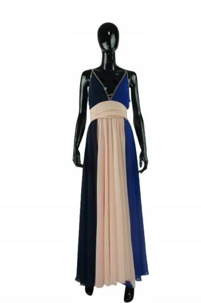 Trójkolorowa sukienka maxi zamek (M)