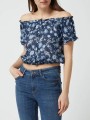 Granatowy top kwiaty (XS)