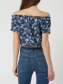 Granatowy top kwiaty (XS)
