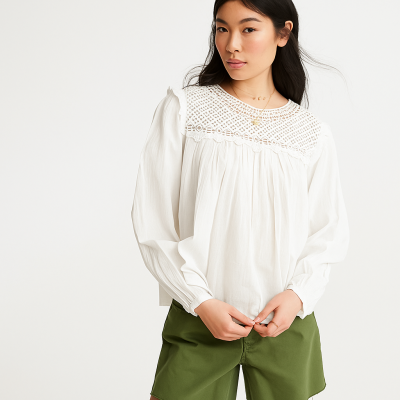 Śmietanowa bluzka hafty (40)