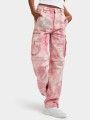 Różowe jeansy szorty 2w1 tie dye (26/34)