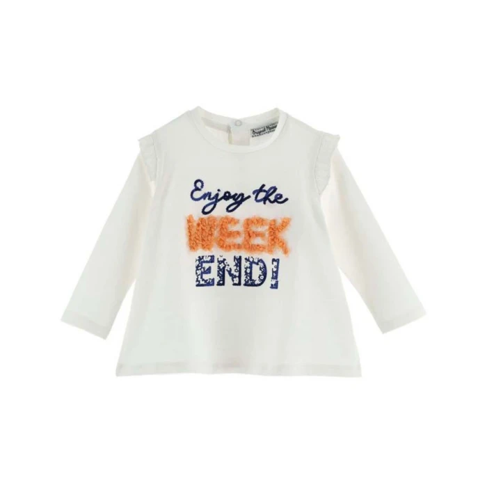 Zdobiony t-shirt falbanki (6-9M)