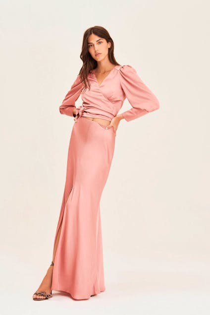 Satynowa spódnica maxi (M)