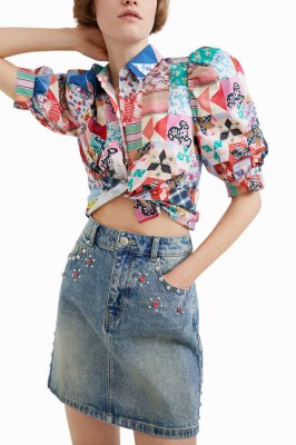 Niebieska jeansowa spódnica mini (XS)