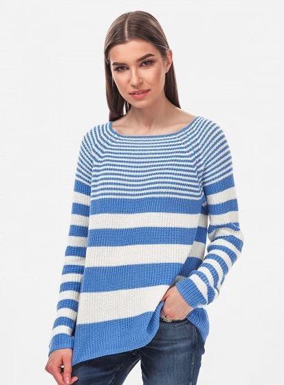 Dwukolorowy sweter paski (S)