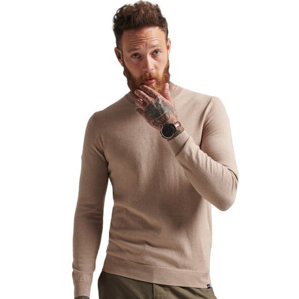 Beżowy sweter melanż haft (2XL)
