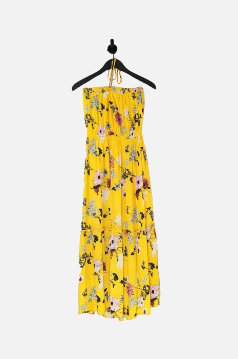 Żółta sukienka bez rękawów wzór