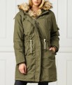 Khaki kurtka parka kaptur (S)