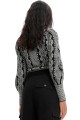 Czarny krótki sweter wzór (XL)
