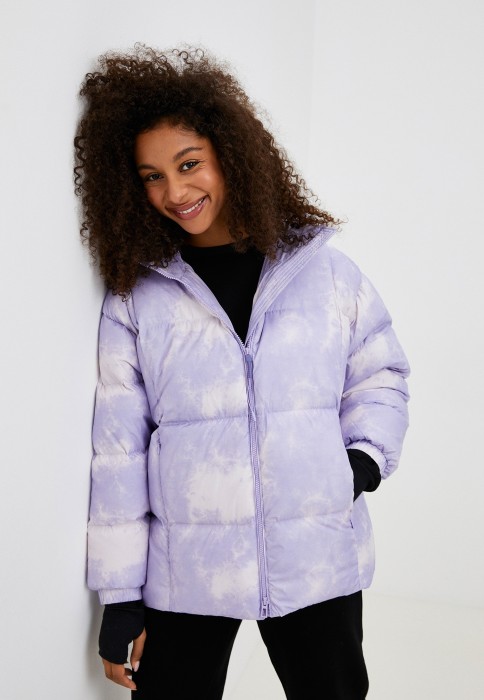Fioletowa kurtka puchowa tie dye (M)