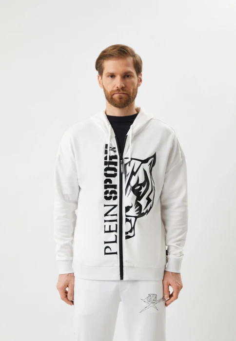 Biała bluza nadruk zamek (M)