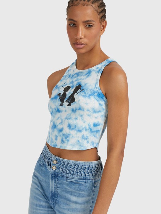 Prążkowany top tie dye nadruk (M)