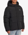 Czarna puchowa kurtka kaptur (2XL)