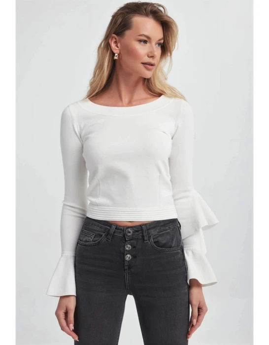 Biały sweter falbany (XL)