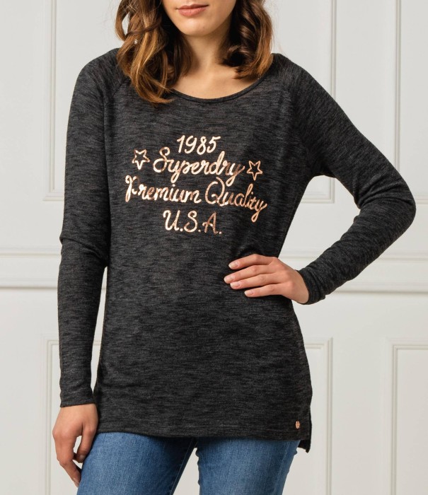 Szara melanżowa bluzka nadruk (40)