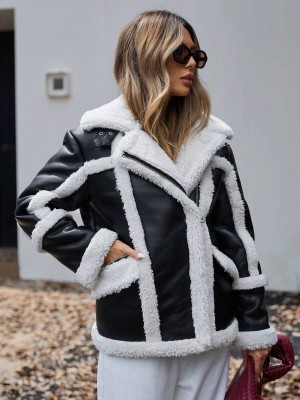 Czarna ocieplana kurtka zamek (S)