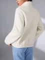 Pluszowa bluza ecru zamek (M)