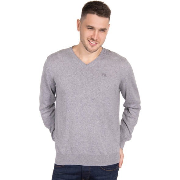 Szary cienki sweter v neck (XL)