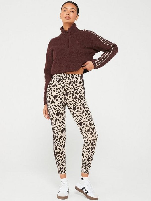 Beżowe legginsy wzór logo (XXS)