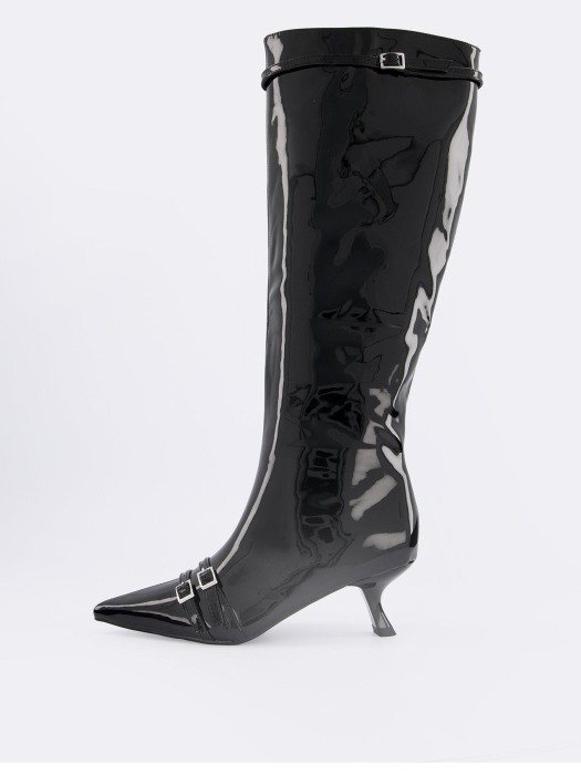 Czarne winylowe kozaki (38)