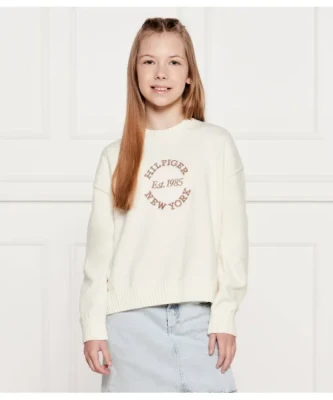 Ecru logowany sweter (14L)