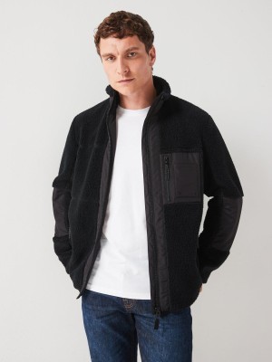 Czarna pluszowa kurtka zamek (2XL)