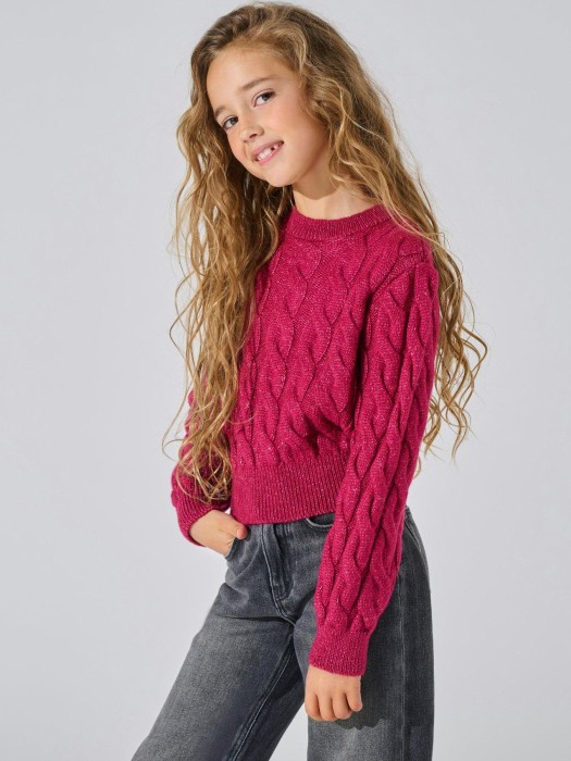 Pleciony sweter długi rękaw (7-8L)