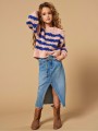 Dwukolorowy sweter paski (5-6L)
