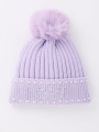 Liliowa czapka pompon (11-13L)