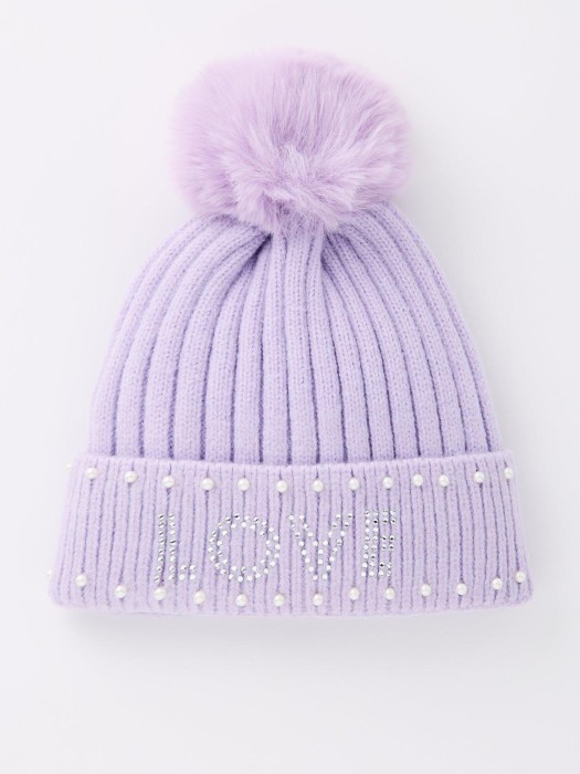 Liliowa czapka pompon (11-13L)