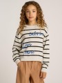 Jasnobeżowy sweter paski (14L)