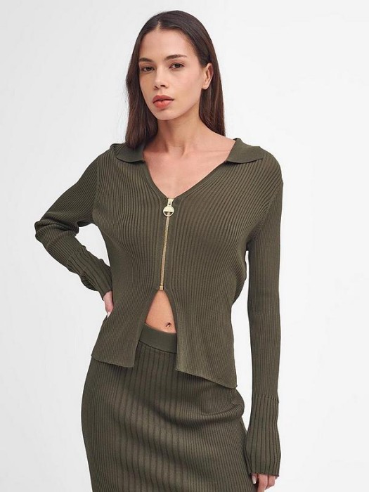 Prążkowany sweter khaki (40)