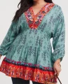 Wzorzysta dłuższa bluzka v neck (44)