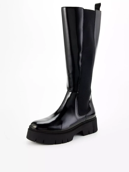 Czarne lakierowane kozaki (38)