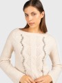 Beżowy sweter cyrkonie (L)