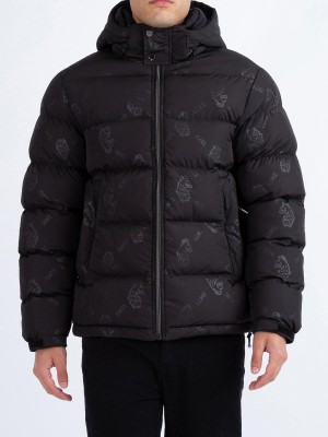 Puchowa czarna kurtka wzór (2XL)