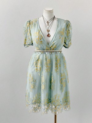 Miętowa sukienka koronka (2XL)