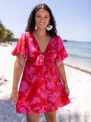 Dwukolorowa sukienka wzór (3XL)