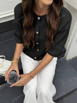 Czarny kardigan rękawy 3/4 (M)