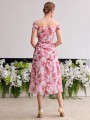 Wzorzysta sukienka midi off shoulder (L)