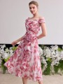 Wzorzysta sukienka midi off shoulder (L)